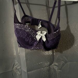 Lace Trim Purple Bra
